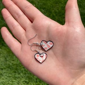 heart cow print earrings